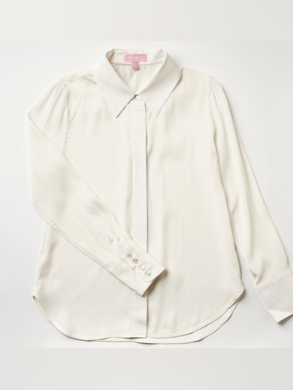 NUMI SUSTAINABLE SILK CREAM BUTTON UP BLOUSE